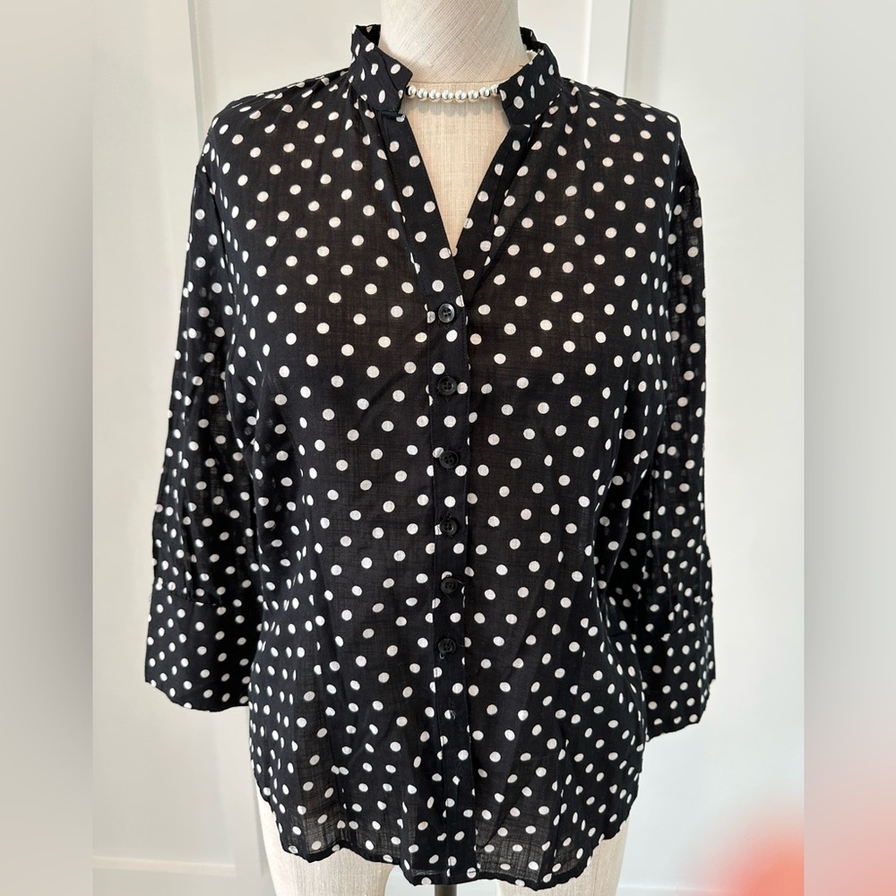 Elegant jaime..b Black and White Polka Dot Blouse